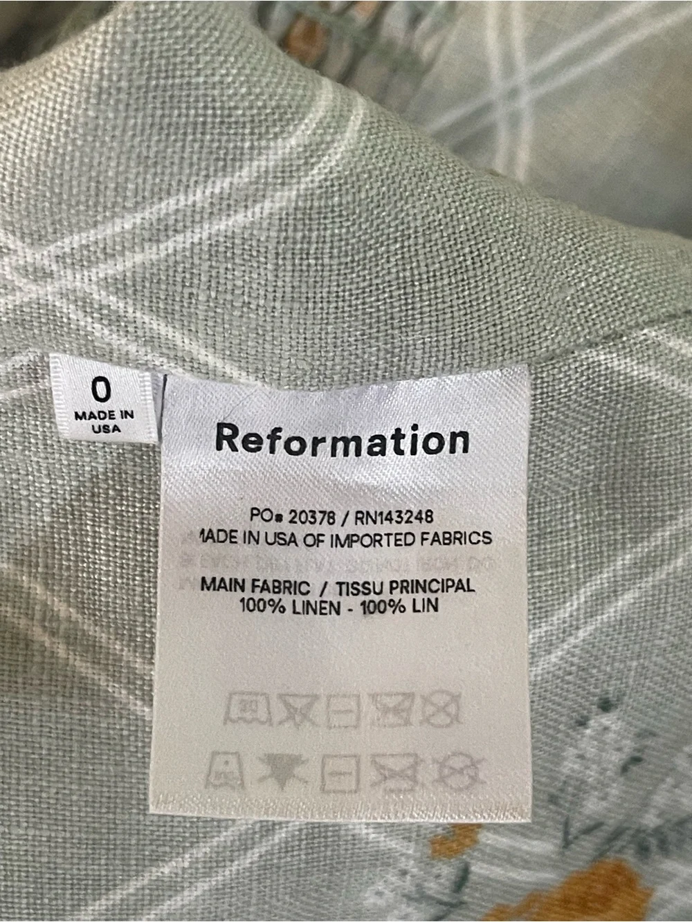 Reformation Women’s Alcove 100% Linen Top in Celia Colorway Size 0